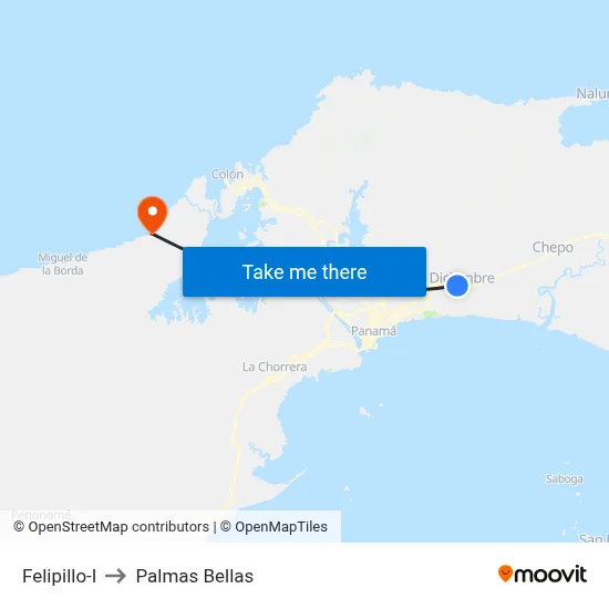 Felipillo-I to Palmas Bellas map