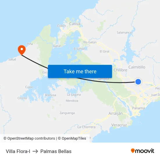 Villa Flora-I to Palmas Bellas map