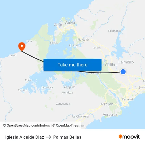 Iglesia Alcalde Diaz to Palmas Bellas map
