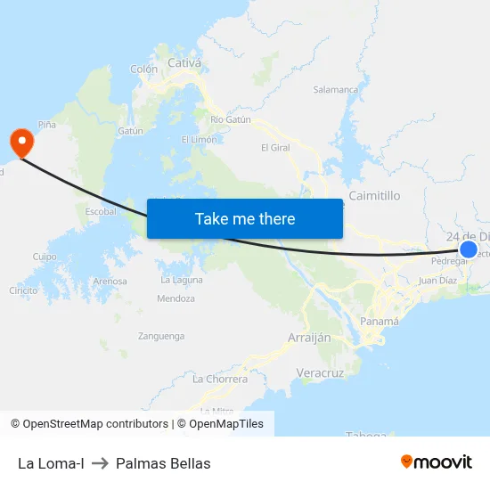 La Loma-I to Palmas Bellas map