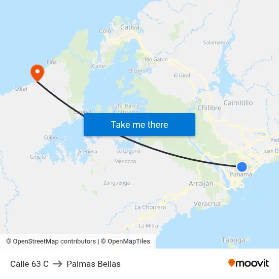 Calle 63 C to Palmas Bellas map