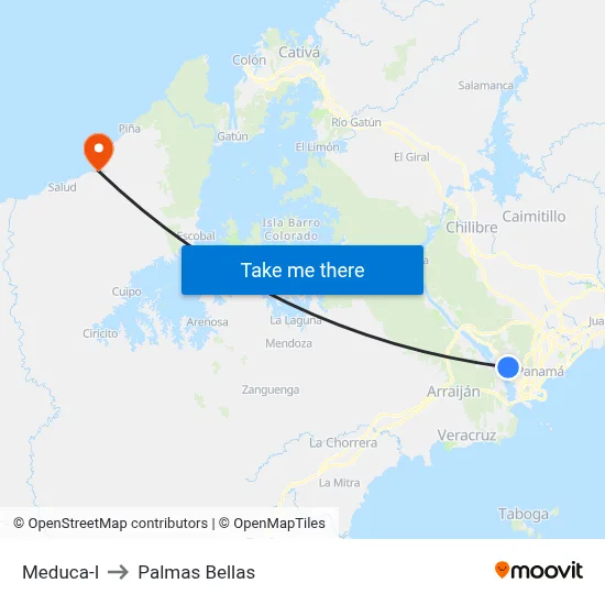 Meduca-I to Palmas Bellas map