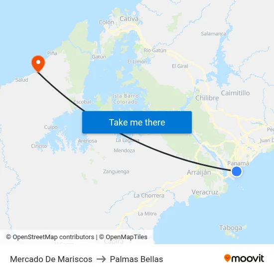 Mercado De Mariscos to Palmas Bellas map