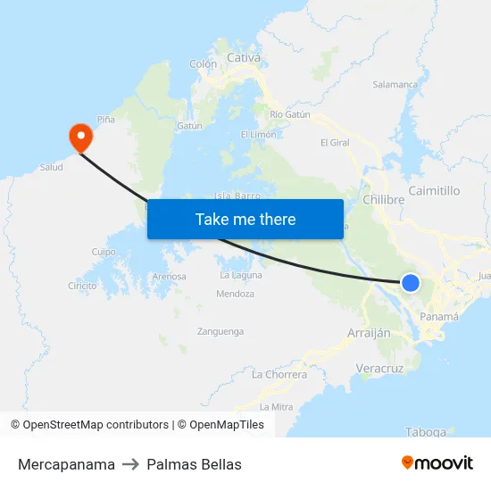 Mercapanama to Palmas Bellas map