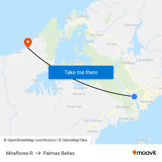 Miraflores-R to Palmas Bellas map