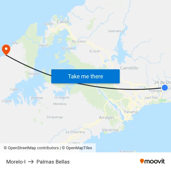 Morelo-I to Palmas Bellas map