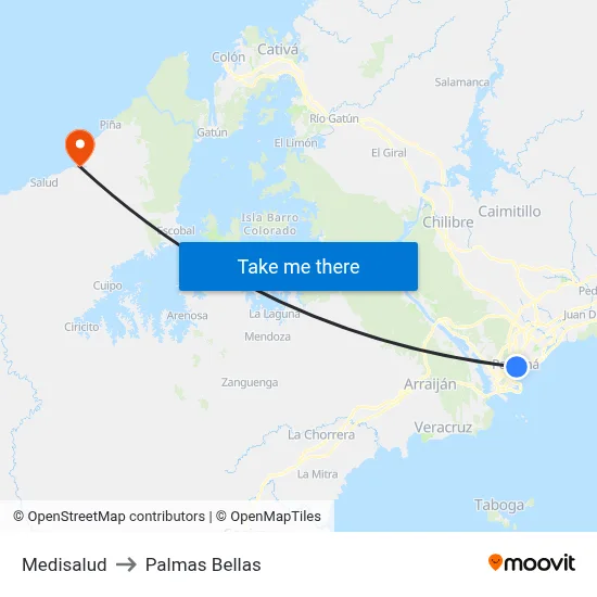Medisalud to Palmas Bellas map