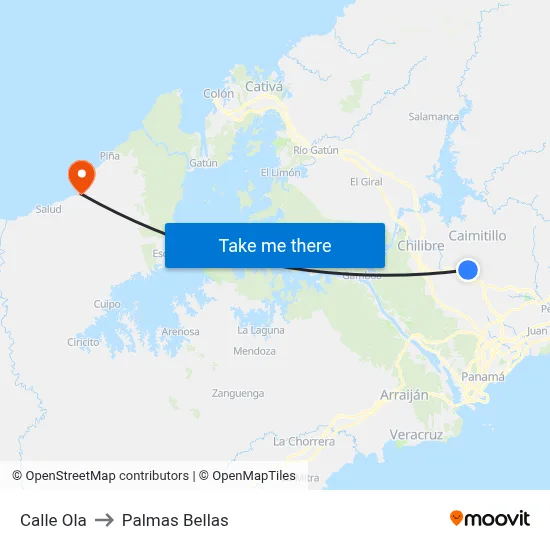 Calle Ola to Palmas Bellas map