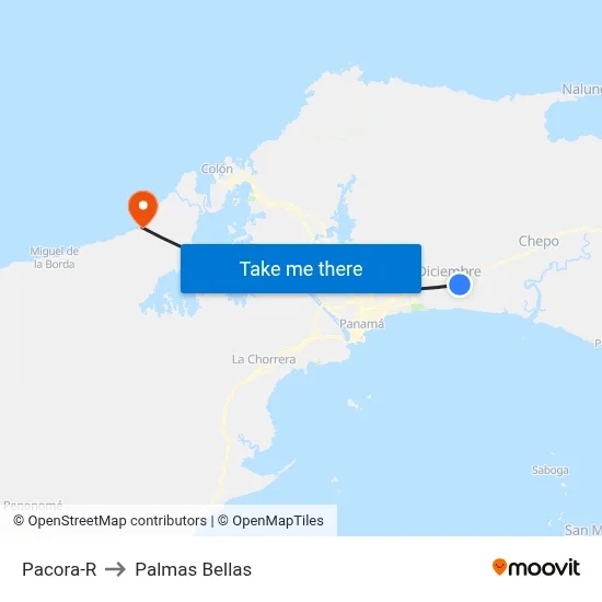 Pacora-R to Palmas Bellas map