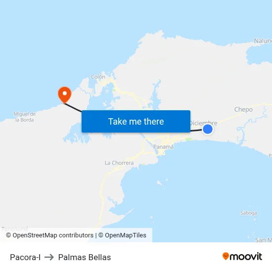 Pacora-I to Palmas Bellas map