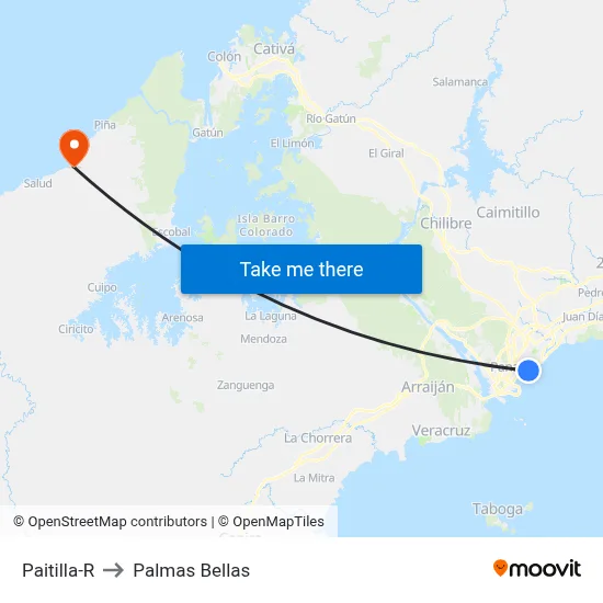 Paitilla-R to Palmas Bellas map