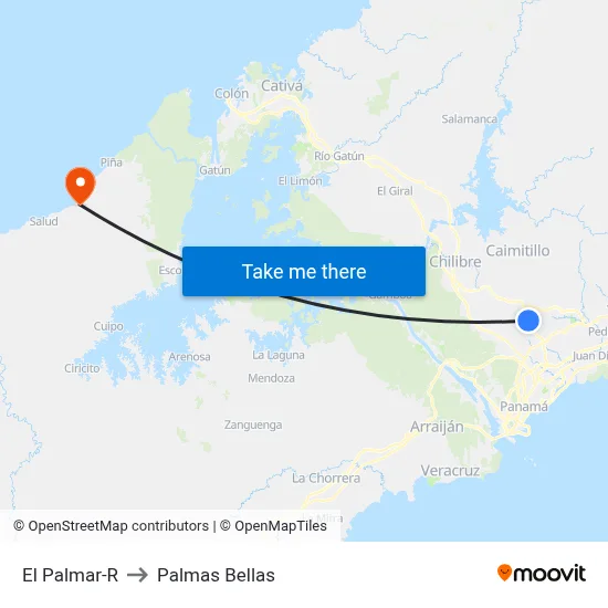 El Palmar-R to Palmas Bellas map