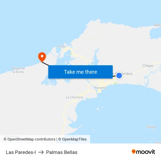 Las Paredes-I to Palmas Bellas map