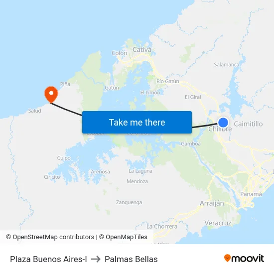 Plaza Buenos Aires-I to Palmas Bellas map