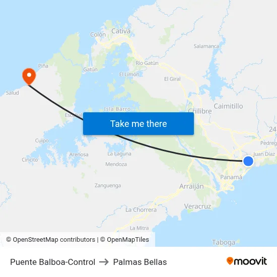 Puente Balboa-Control to Palmas Bellas map