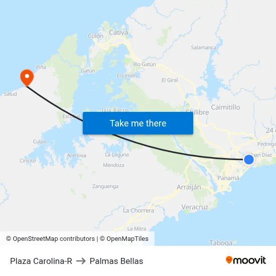 Plaza Carolina-R to Palmas Bellas map