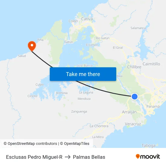 Esclusas Pedro Miguel-R to Palmas Bellas map