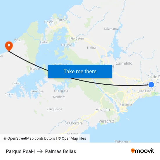 Parque Real-I to Palmas Bellas map