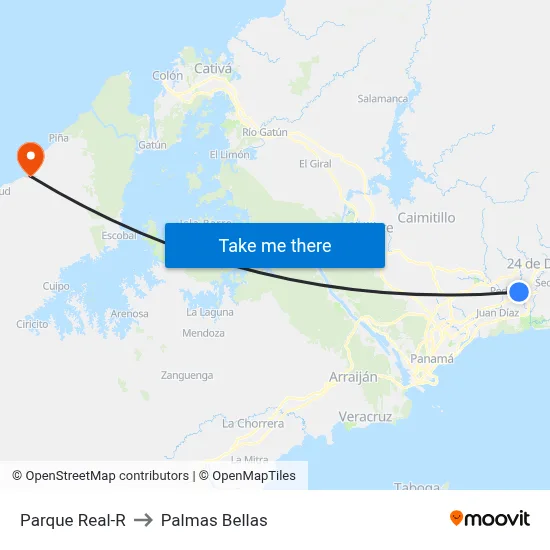 Parque Real-R to Palmas Bellas map