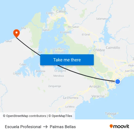 Escuela Profesional to Palmas Bellas map