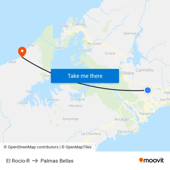 El Rocio-R to Palmas Bellas map
