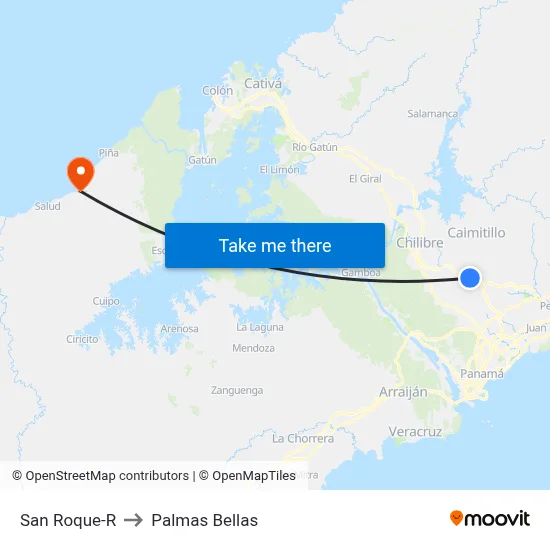 San Roque-R to Palmas Bellas map