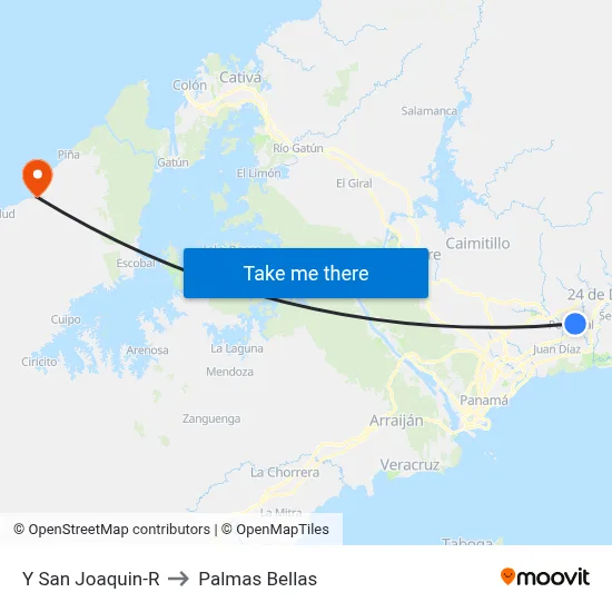 Y San Joaquin-R to Palmas Bellas map