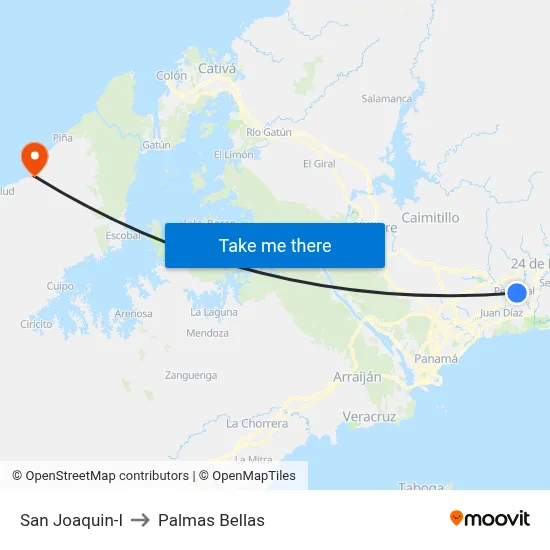 San Joaquin-I to Palmas Bellas map
