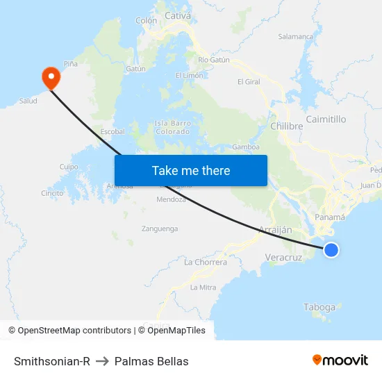 Smithsonian-R to Palmas Bellas map