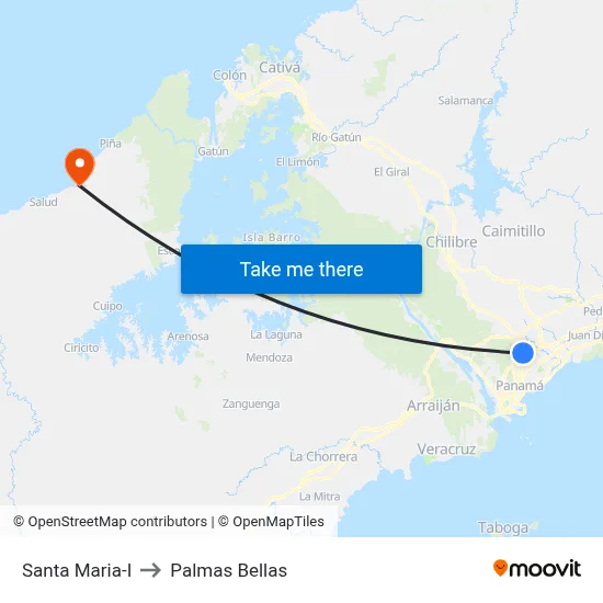 Santa Maria-I to Palmas Bellas map