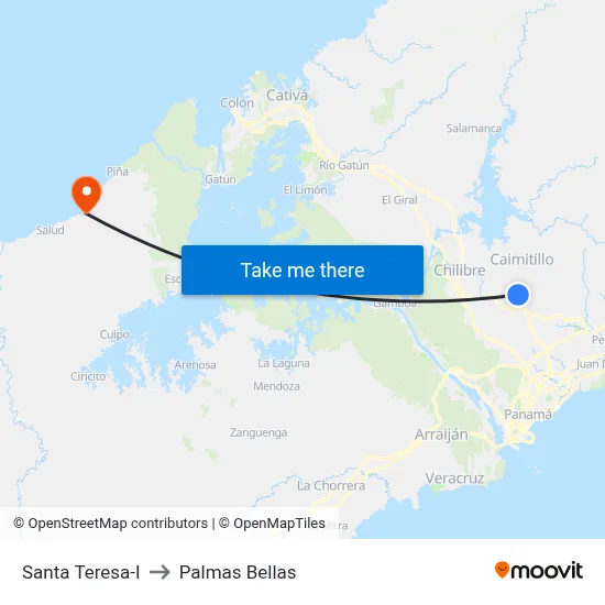 Santa Teresa-I to Palmas Bellas map