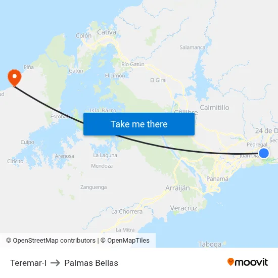 Teremar-I to Palmas Bellas map