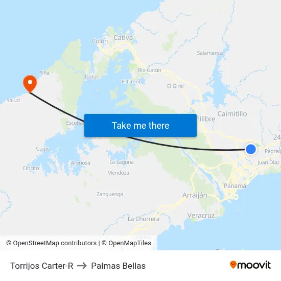 Torrijos Carter-R to Palmas Bellas map