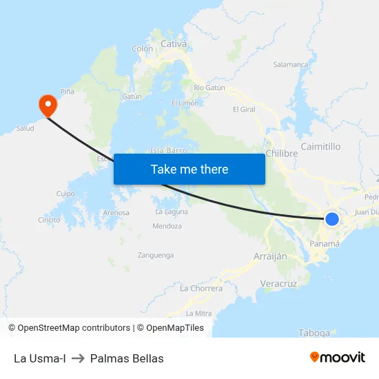 La Usma-I to Palmas Bellas map