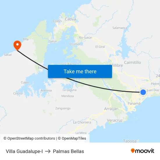 Villa Guadalupe-I to Palmas Bellas map