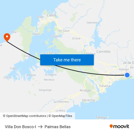 Villa Don Bosco-I to Palmas Bellas map
