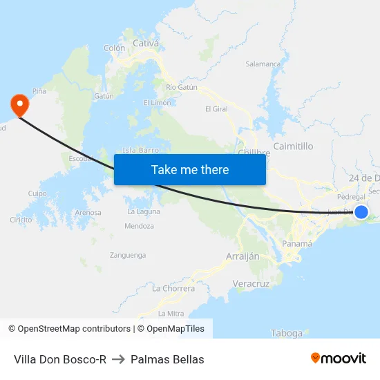 Villa Don Bosco-R to Palmas Bellas map