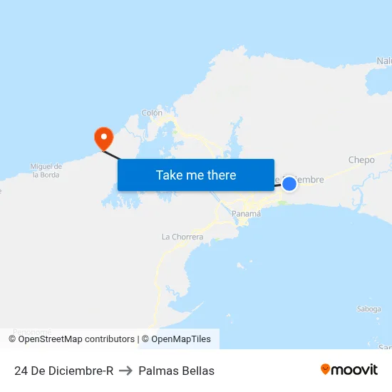 24 De Diciembre-R to Palmas Bellas map