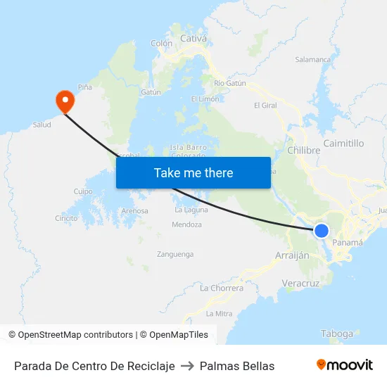 Parada De Centro De Reciclaje to Palmas Bellas map