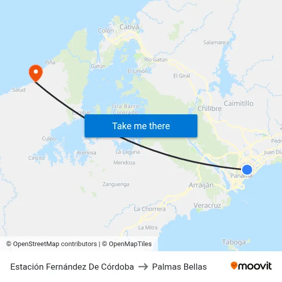 Estación Fernández De Córdoba to Palmas Bellas map