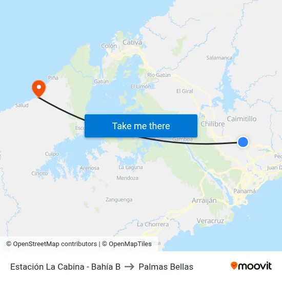 Estación La Cabina - Bahía B to Palmas Bellas map