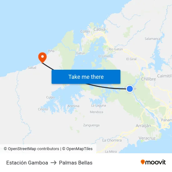 Estación Gamboa to Palmas Bellas map