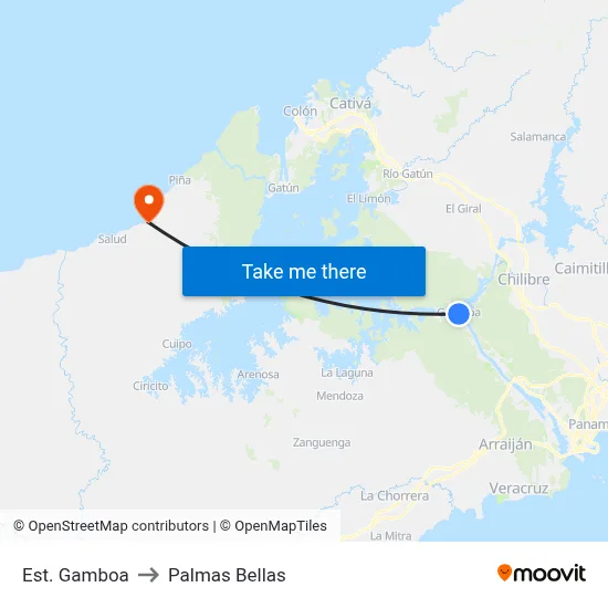 Est. Gamboa to Palmas Bellas map