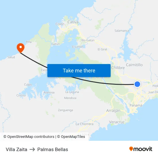 Villa Zaita to Palmas Bellas map