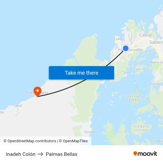 Inadeh Colón to Palmas Bellas map