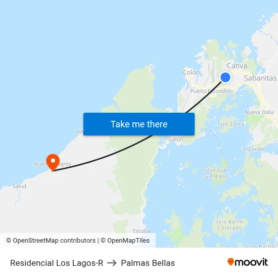 Residencial Los Lagos-R to Palmas Bellas map