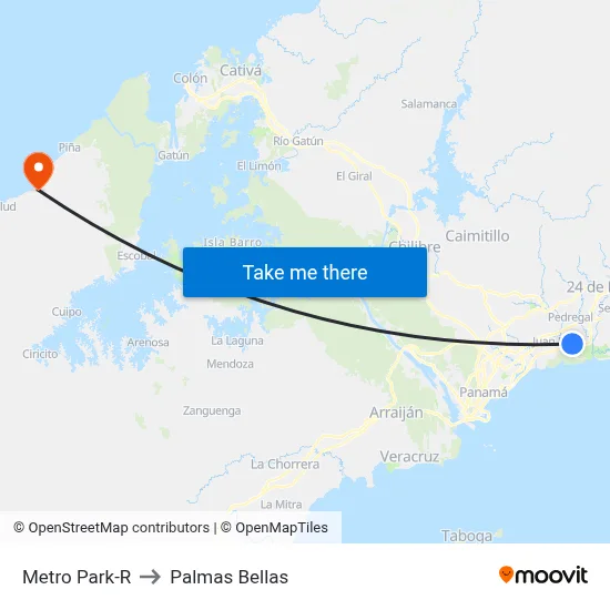 Metro Park-R to Palmas Bellas map