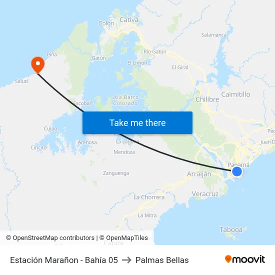 Estación Marañon - Bahía 05 to Palmas Bellas map