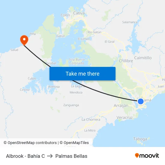 Albrook - Bahía C to Palmas Bellas map