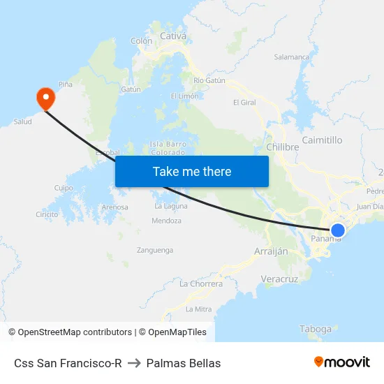 Css San Francisco-R to Palmas Bellas map